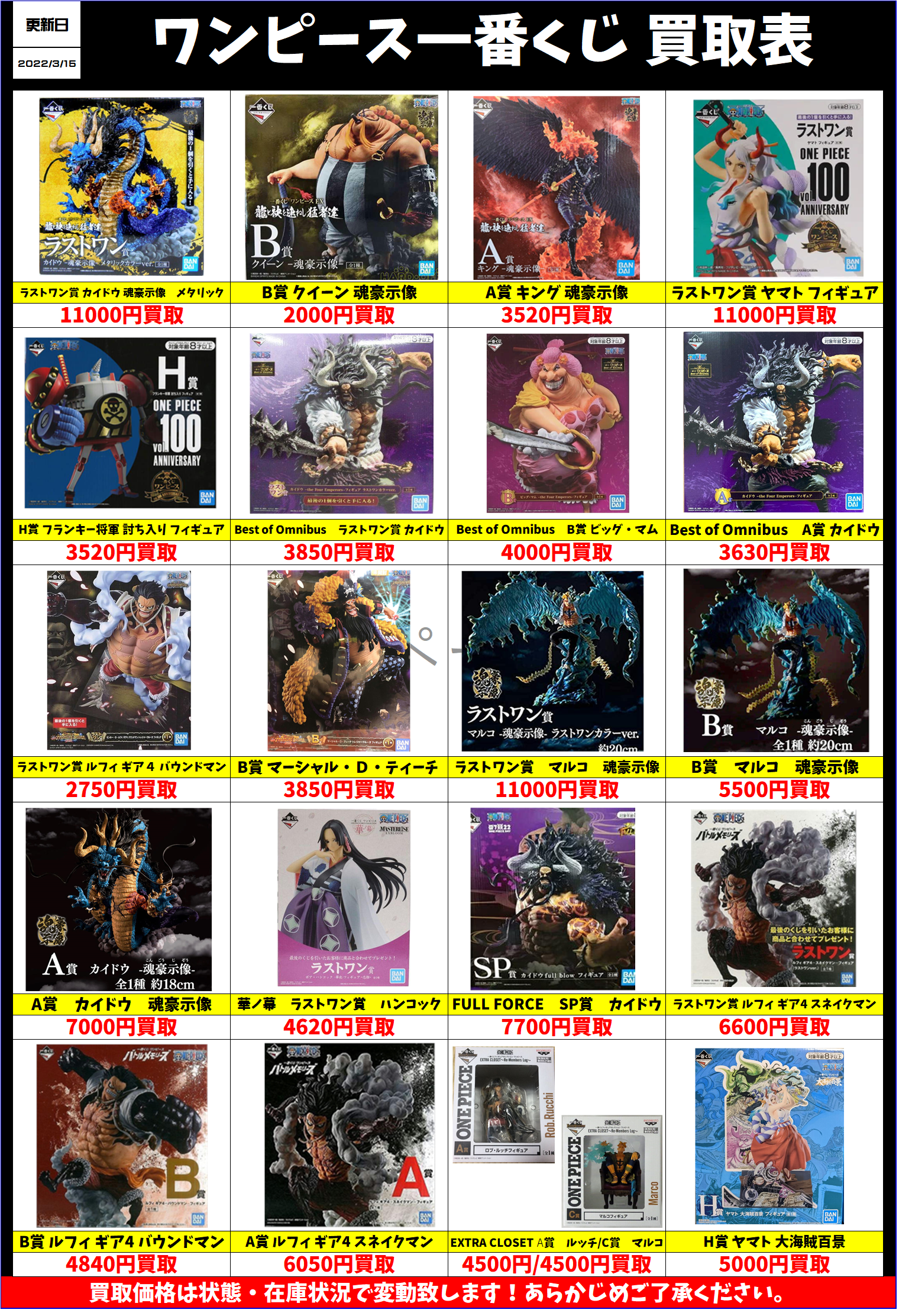 一番くじ ワンピースフィギュア更新しました！！！ | 千葉鑑定団船橋店