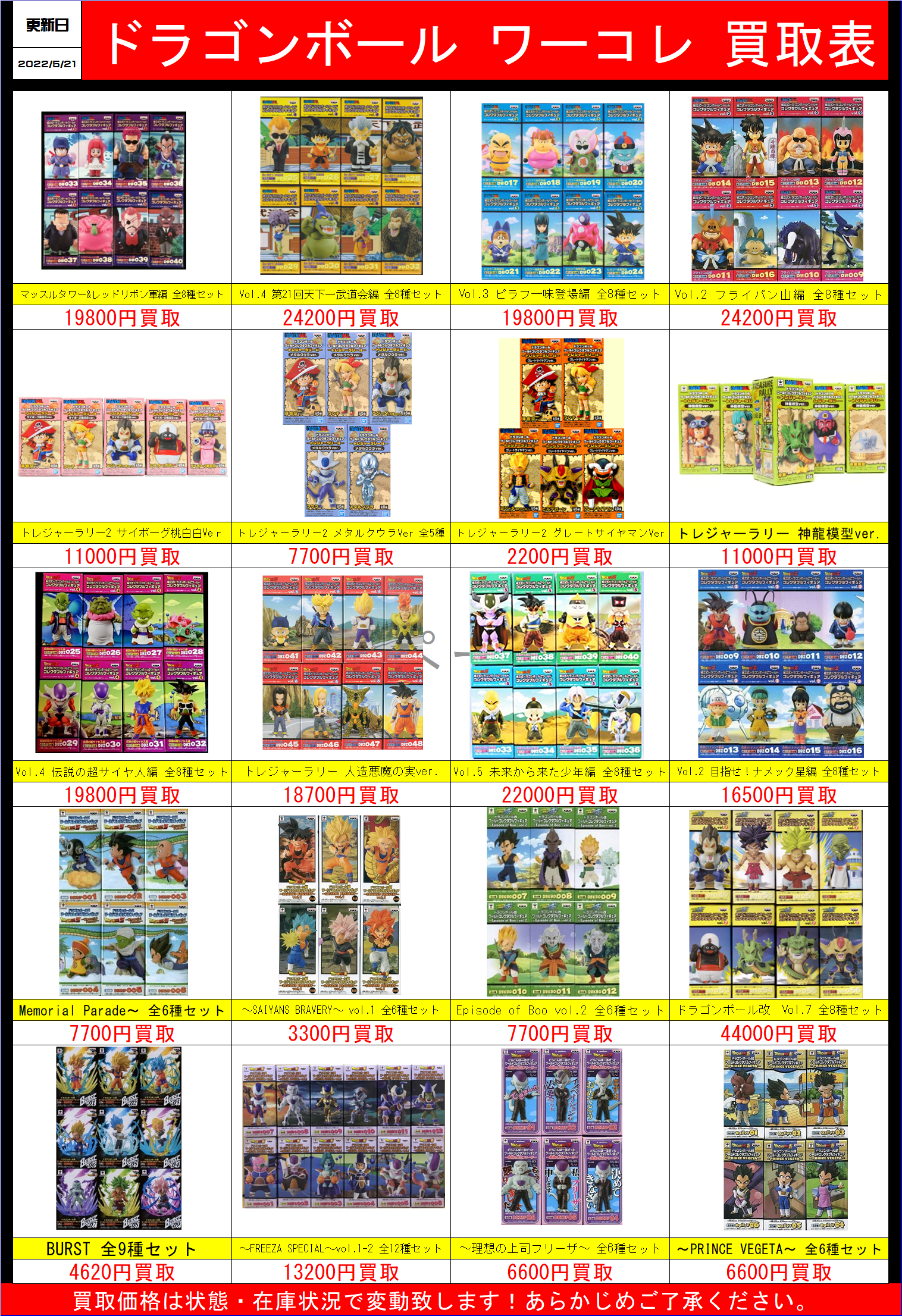 ドラゴンボール ワーコレ買取表！！！ | 千葉鑑定団船橋店