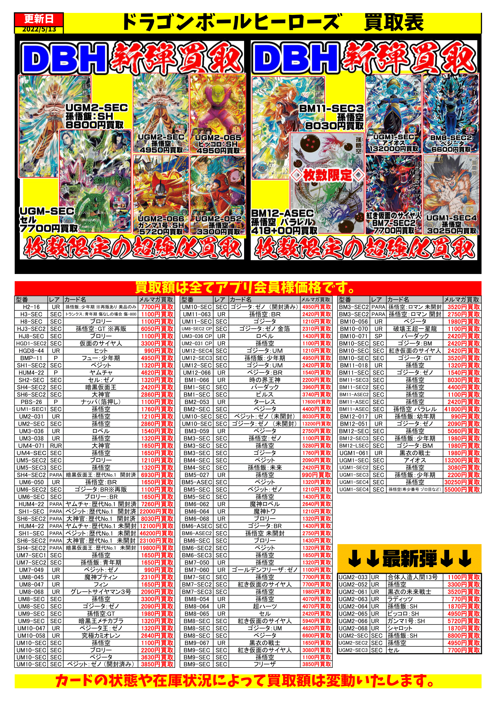 ドラゴンボールヒーローズ買取表更新！ | 千葉鑑定団船橋店