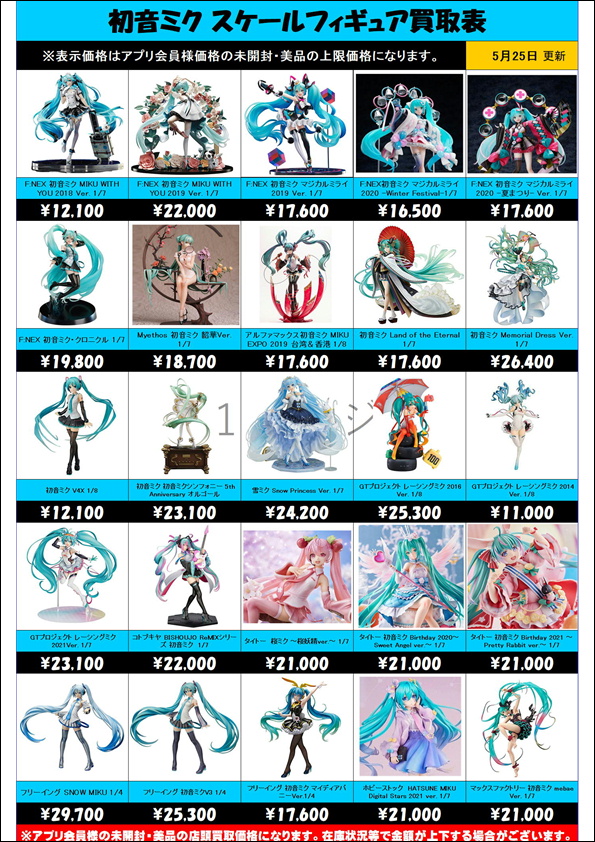 初音ミク スケールフィギュア買取表 更新しました！ 5/25 | 千葉鑑定団 