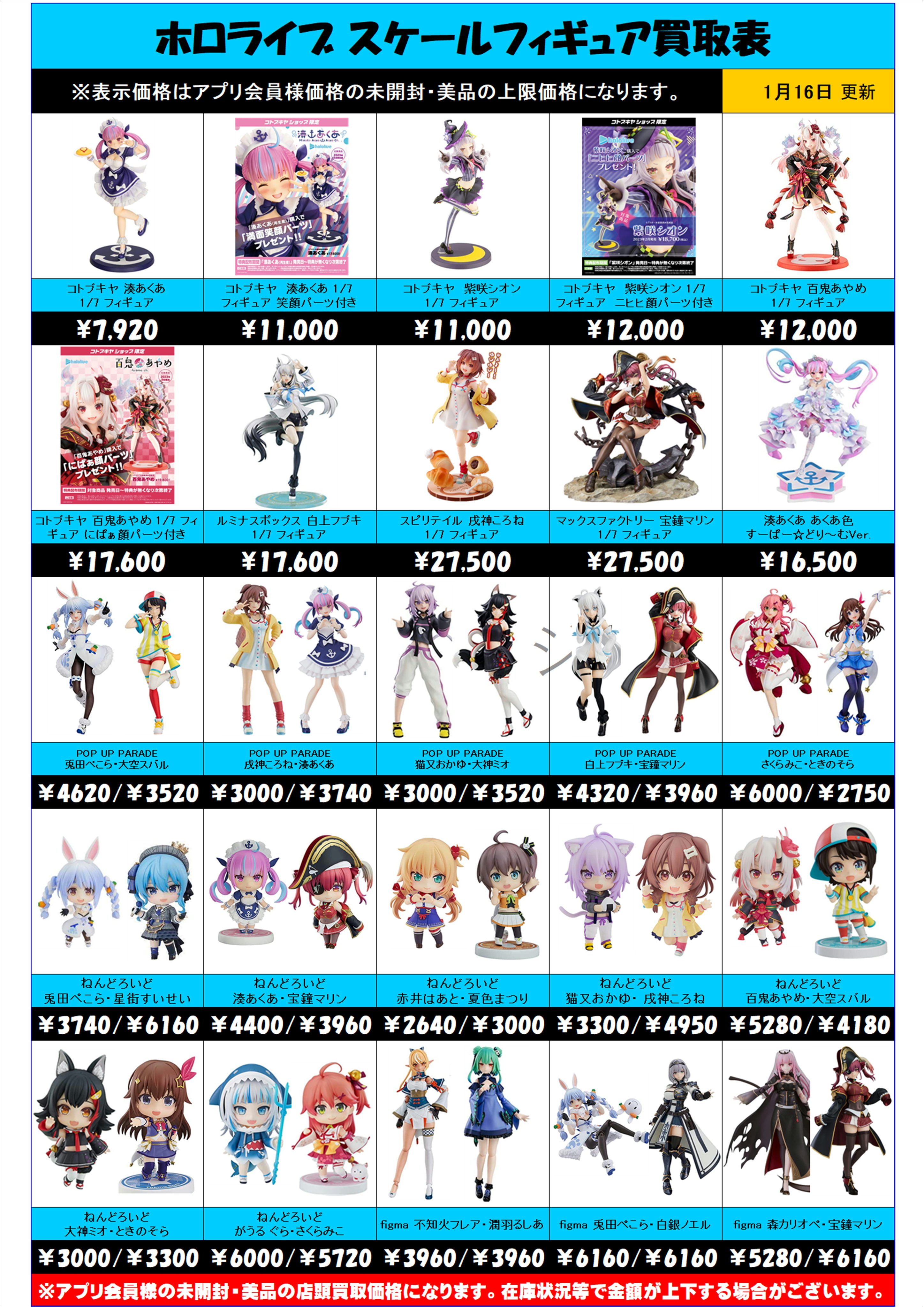ホロライブ スケールフィギュア買取表更新しました！1/16 | 千葉鑑定団 