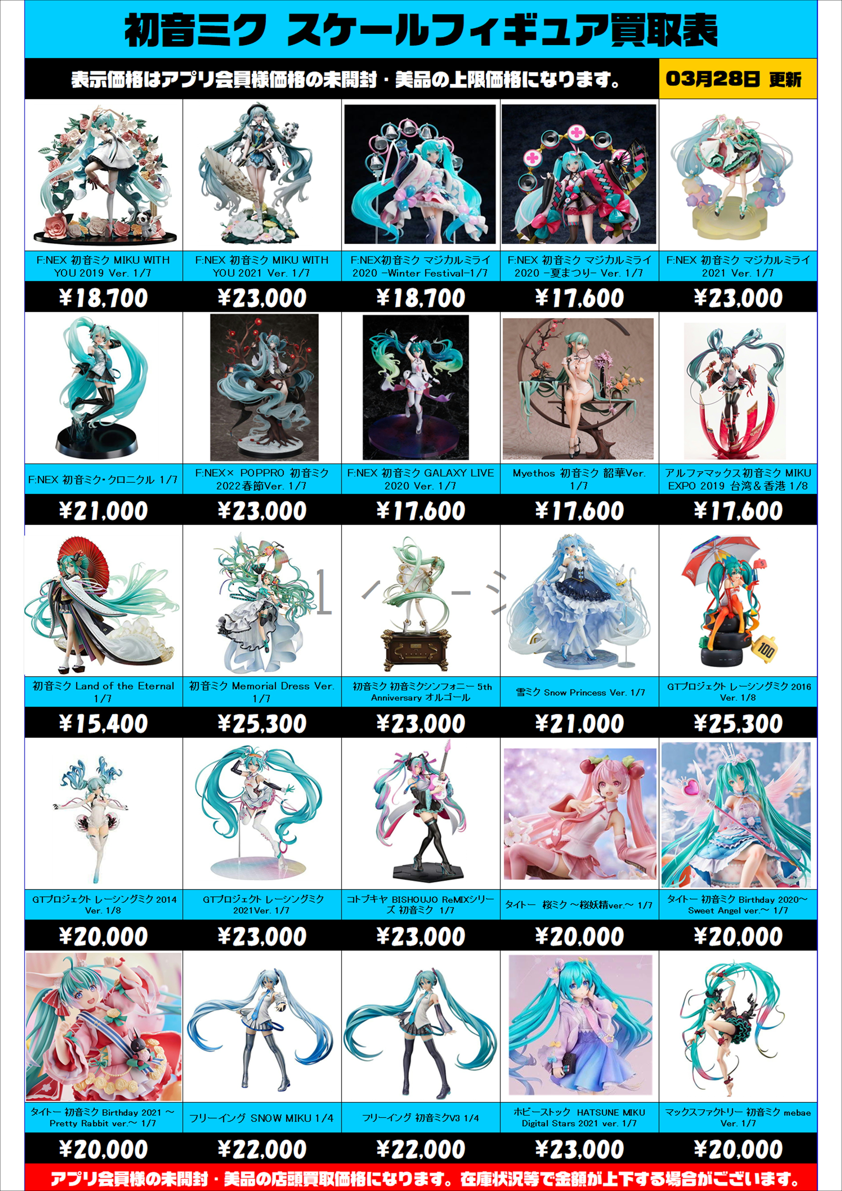 初音ミク スケールフィギュア 買取表更新しました！ 3/28～ | 千葉鑑定 