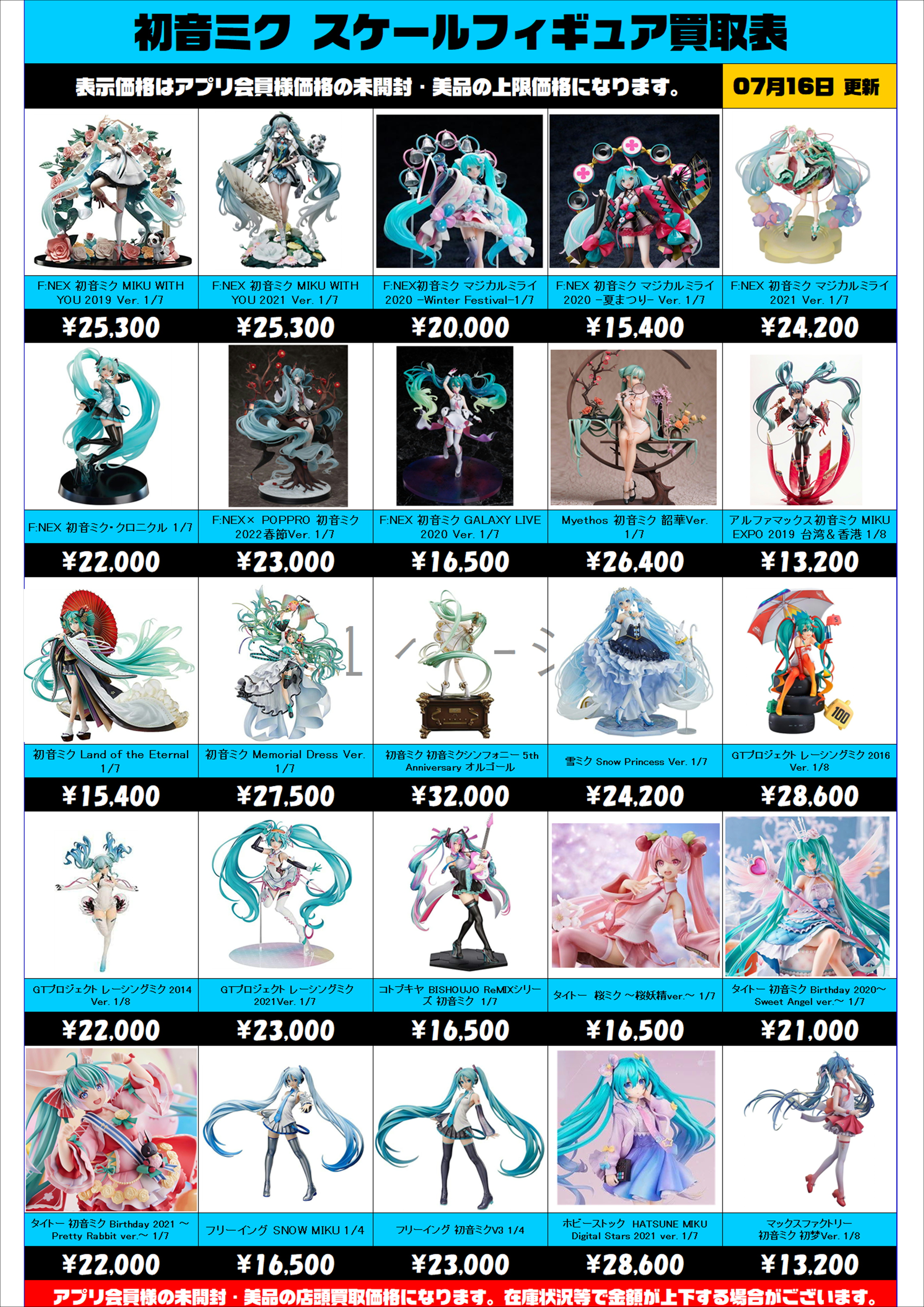 初音ミク スケールフィギュア 買取表更新しました！ 7/16～ | 千葉鑑定 