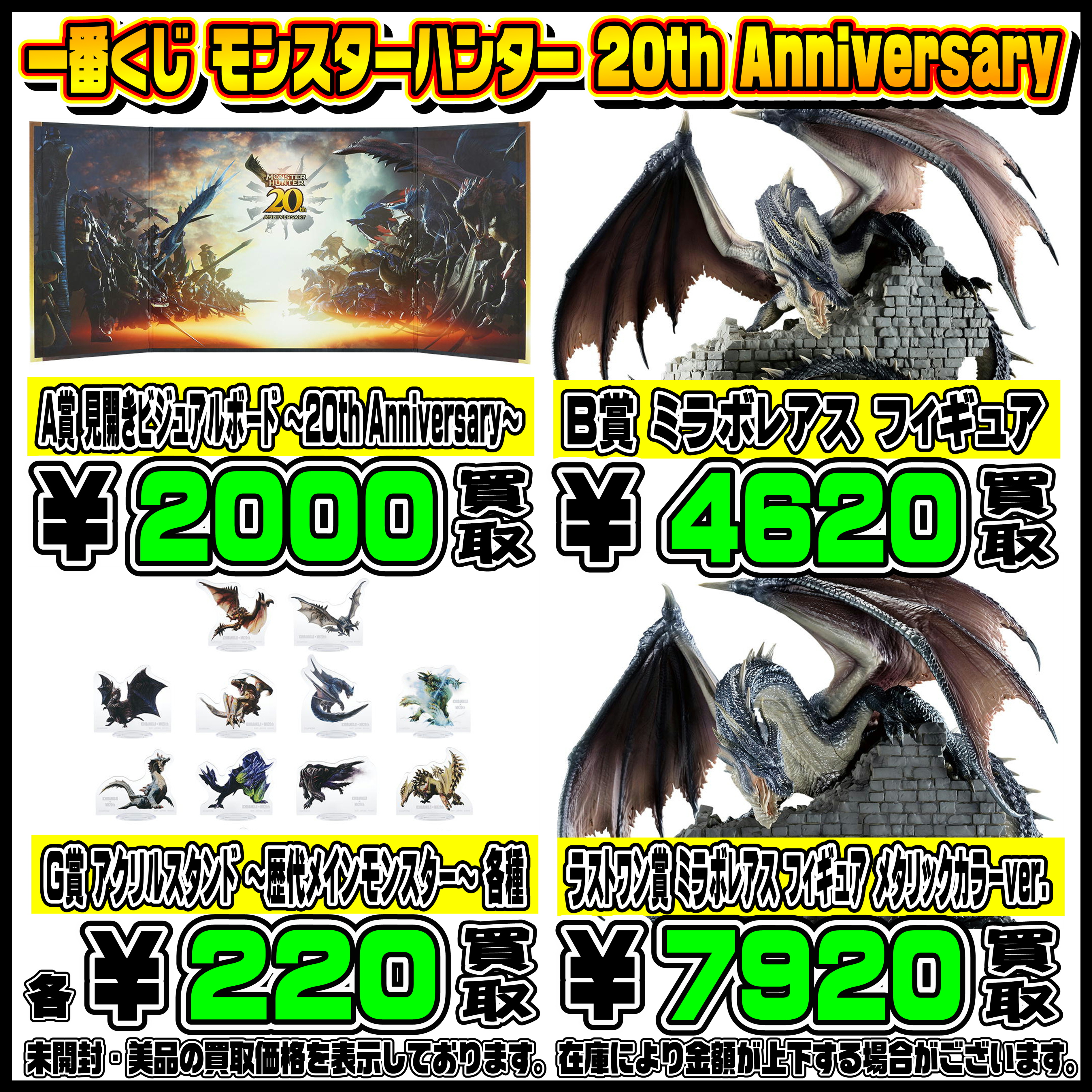 新作一番くじ買取リスト更新しました！ 9/10～ モンハン・ホロライブ 