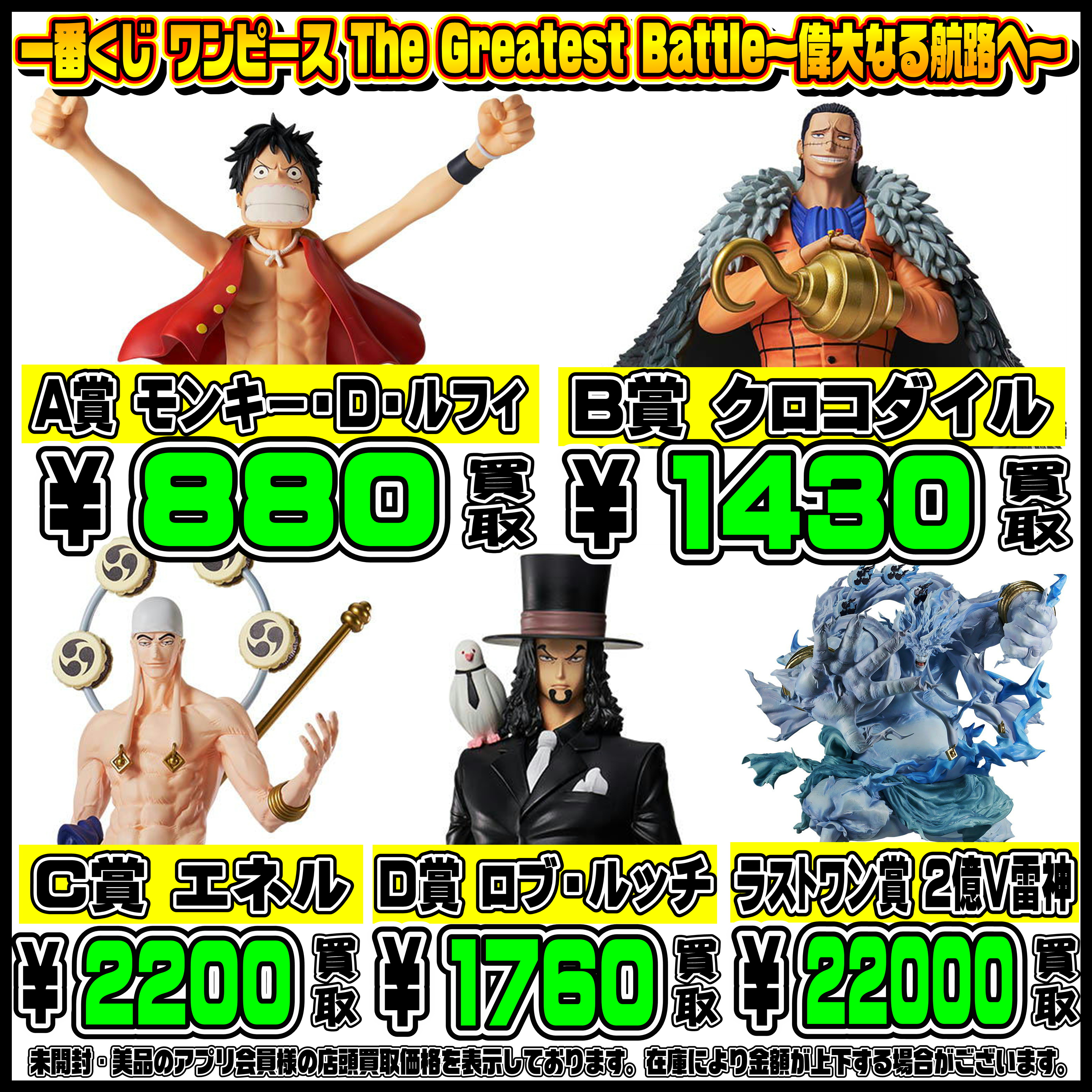 新作一番くじ買取リスト更新しました！ 1/21～ ワンピース・らんま  