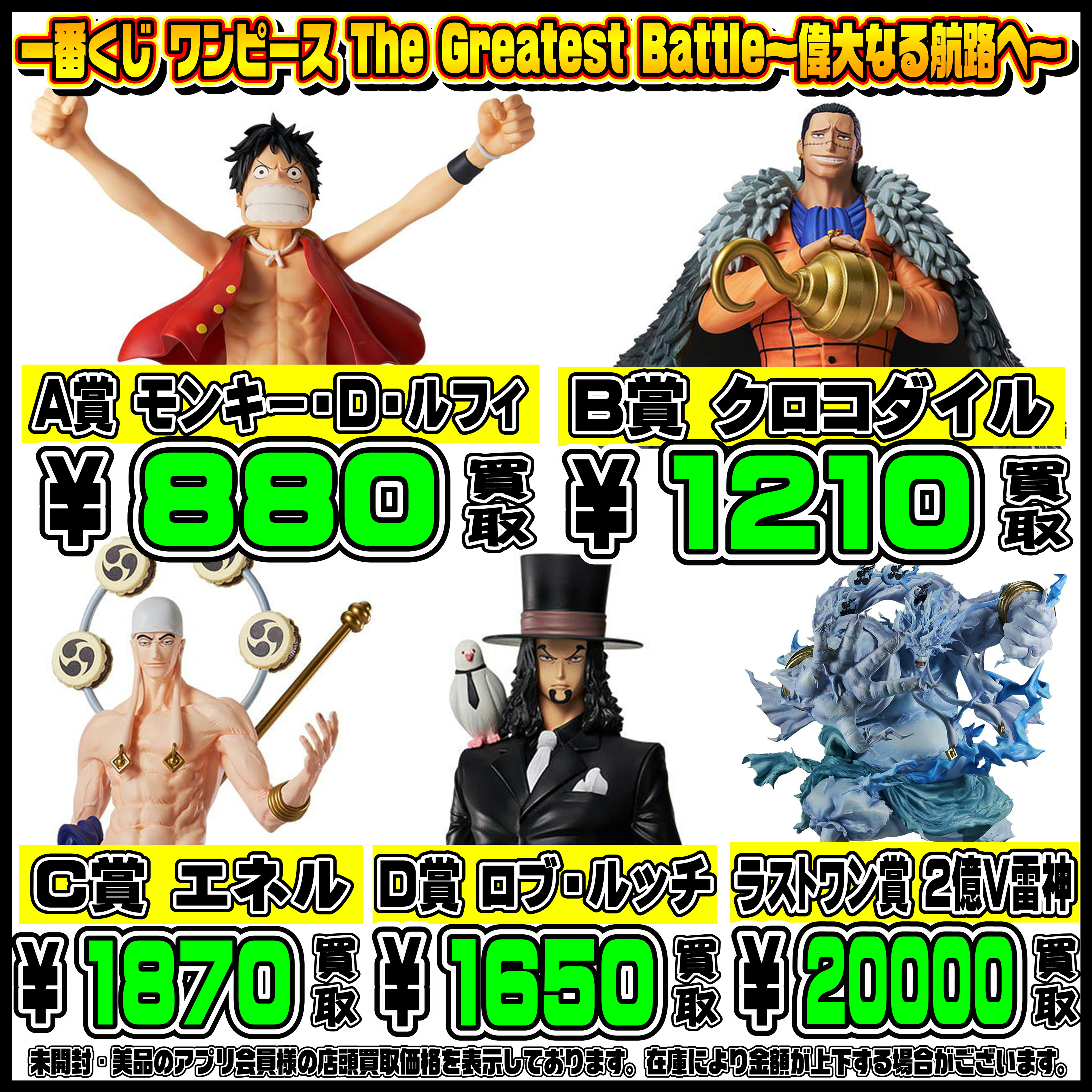 新作一番くじ買取リスト更新しました！ 1/25～ NARUTO・ワンピース 