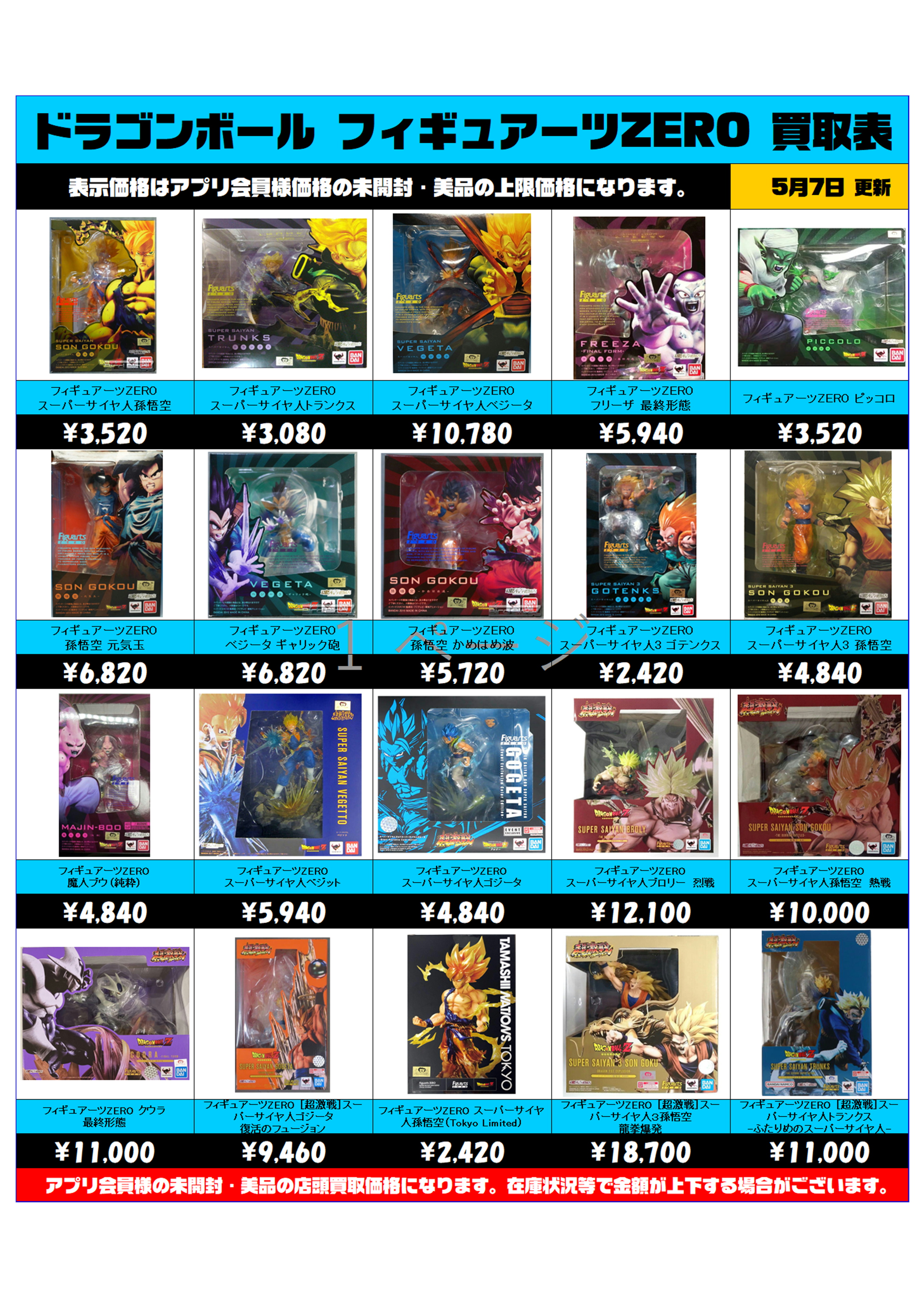 ドラゴンボール フィギュアーツZERO 買取表更新！ 5/7～ | 千葉鑑定団 