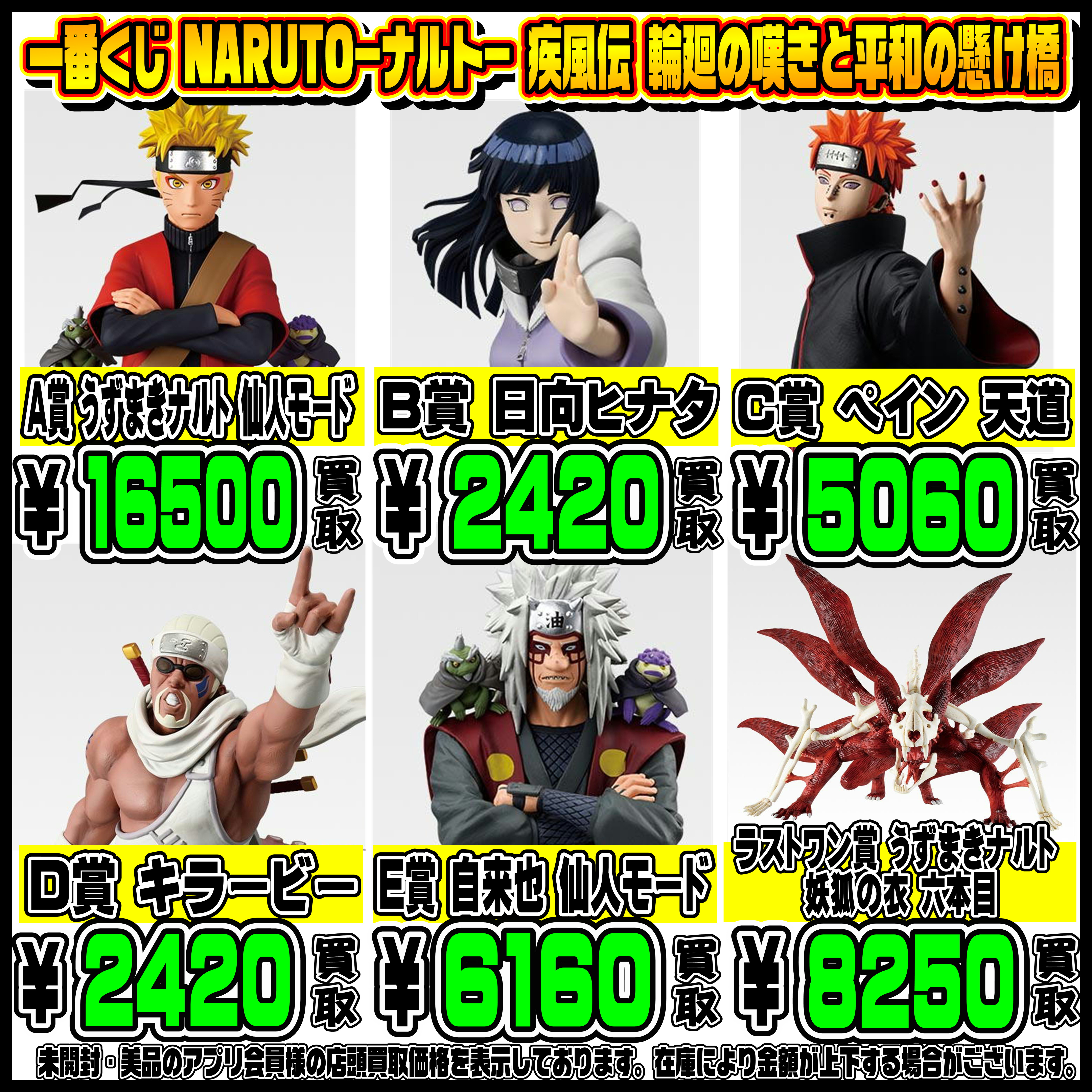新作一番くじ買取リスト更新しました！ 1/29～ ナルト・雪ミク 