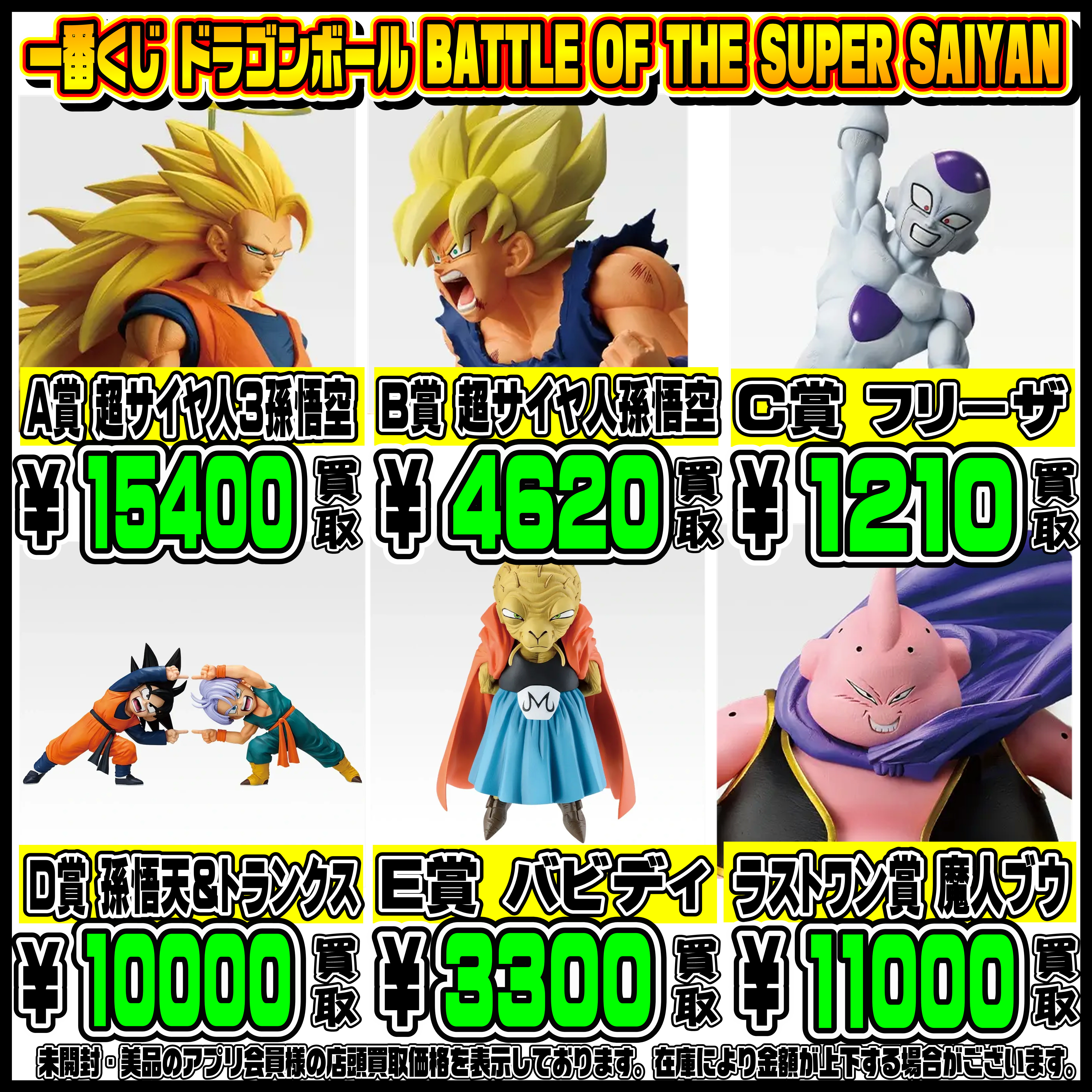 新作一番くじ買取リスト更新しました！ 2/1～ ドラゴンボール 