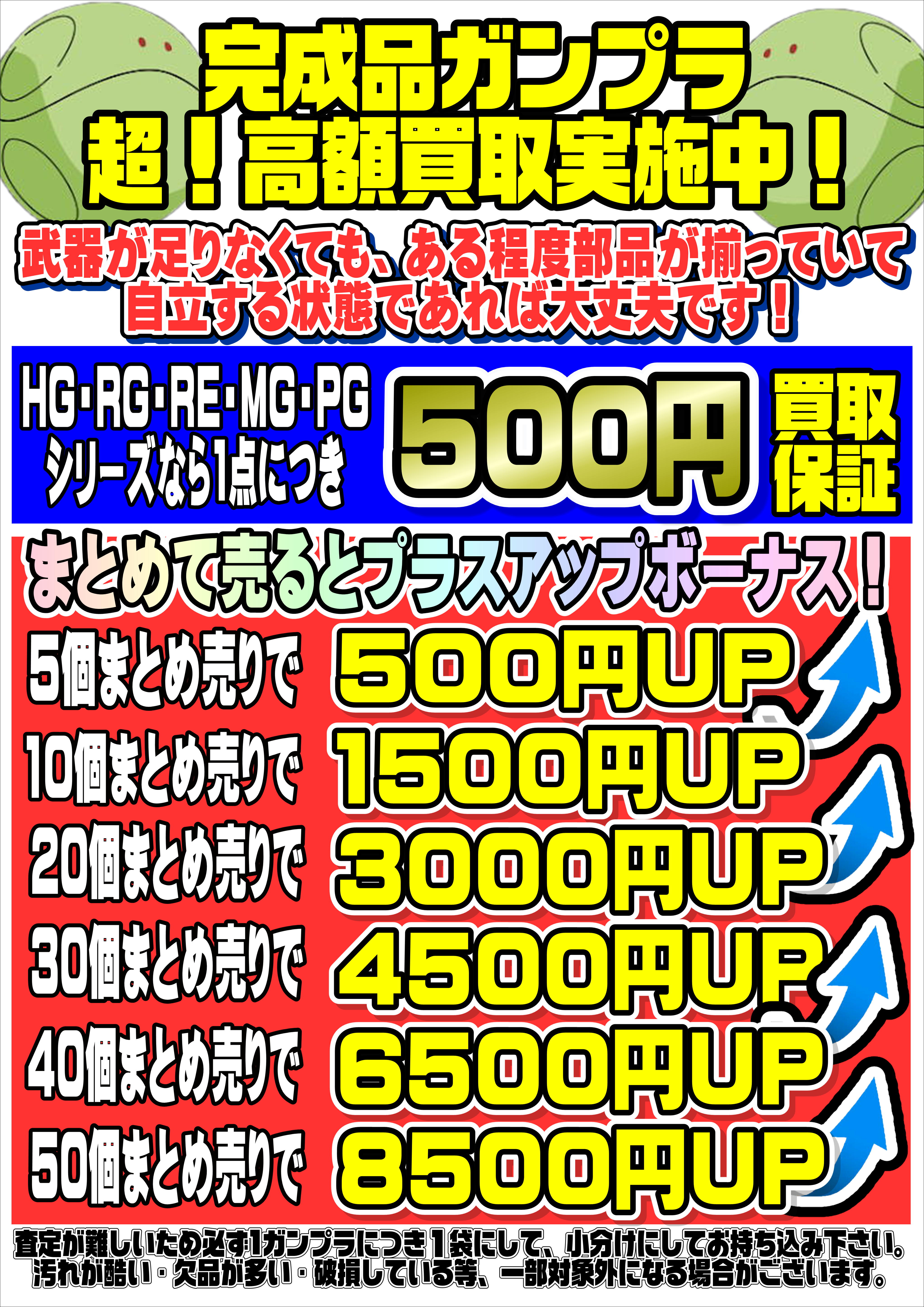 新作・再販ガンプラ買取リスト更新しました！ 4/24～ プラスアップ 